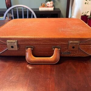 Vtg Cognac Leather Stradellina 1950’s Briefcase